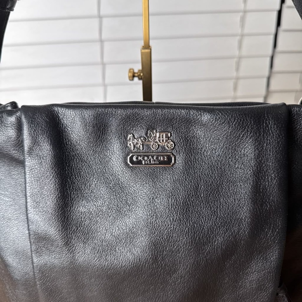 Coach Madison Isabelle Black Leather Hobo Shoulder Bag 21224 - Picture 8 of 16